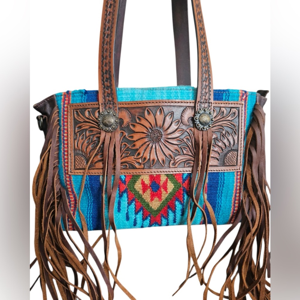 American Darling Turq-Saddle Blanket Purse